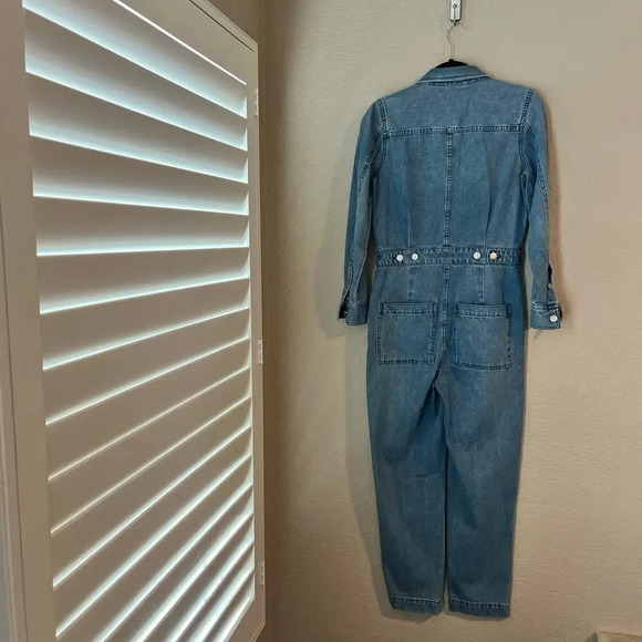 New Madewell Denim Relaxed Coverall Jumpsuit Glenroy Wash NWT XXS Long Sleeve - Picture 6 of 10